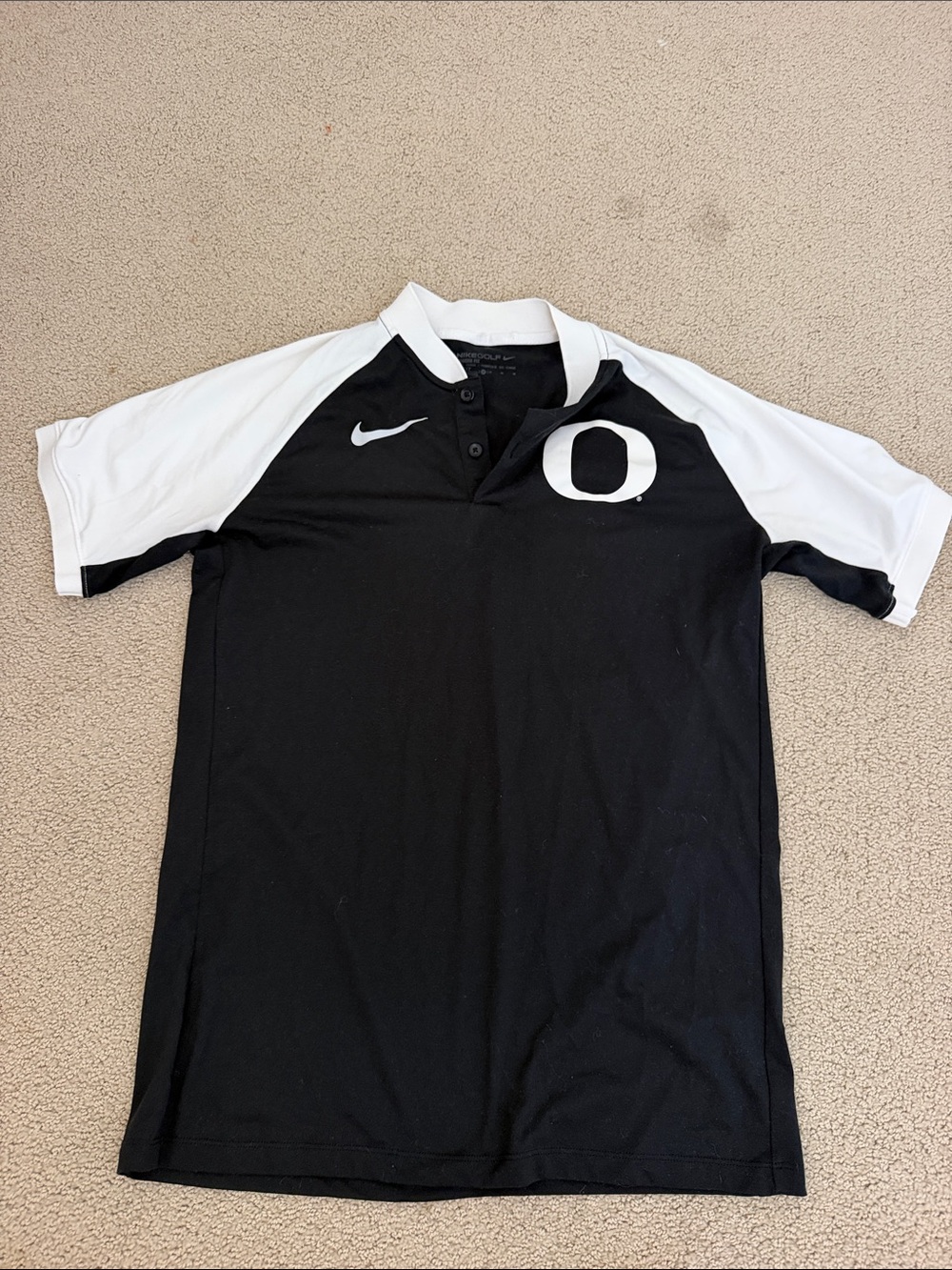 Nike Black and White Short-Sleeve Oregon Polo